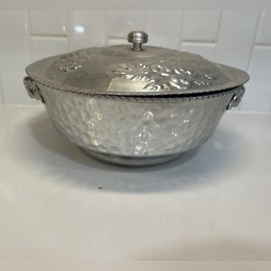 Vintage Nasco Hammered Aluminum Covered Serving Dish With Lid From Italy